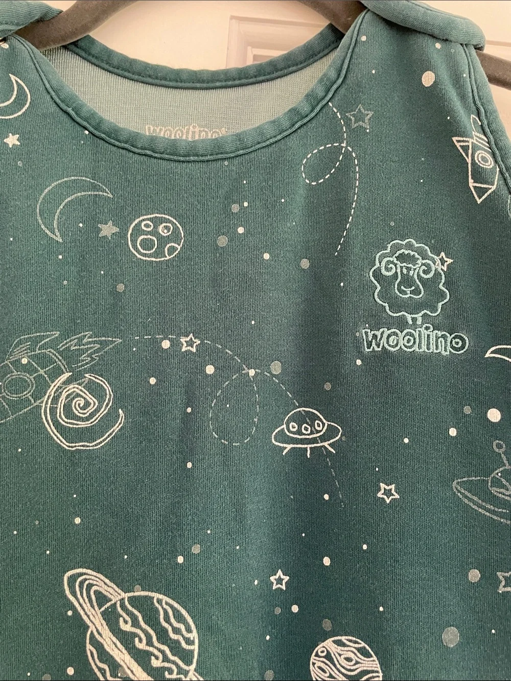 Woolino Teal Space-Print Sleep Sack